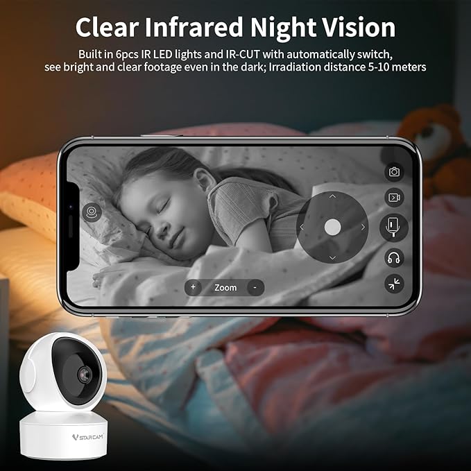 VSTARCAM 3MP Pet Camera Indoor with Phone App, 360° Indoor Security Camera with Color Night Vision, Motion Detection & 2-Way Audio, 24/7 SD & Cloud Storage 02