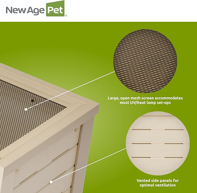 New Age Pet ECOFLEX Maple Chameleon Madagascar Vertical Reptile Habitat Lounge - Durable, Non-Toxic Wood Plastic Composite, Extra Height, Deep Floor, Removable Sliding Glass Doors with Lock