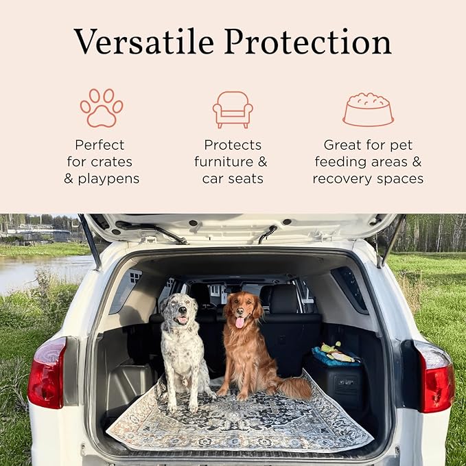 LOVEWAG Washable Dog Pee Pads, 24" x 16", Waterproof, Non-Slip, Super Absorbent, Reusable Machine-Washable, 2-Pack (Caramel Creme)