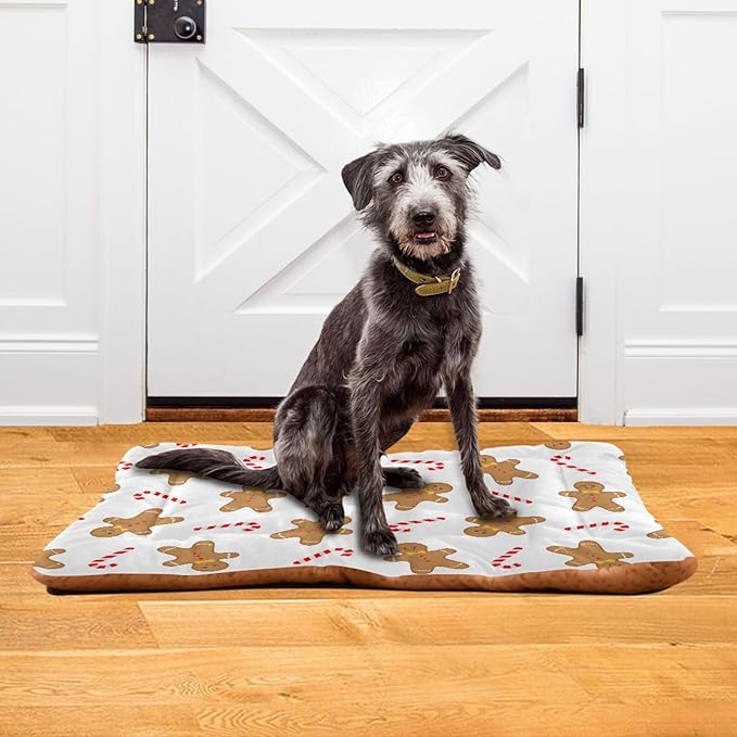 Christmas Cookie Gingerbread Man Pet Bed Cute Dog Bed Mat Absorbing Non Slip Pad Pet Sleeping Mat for Small, Medium, and Large Dogs Puppy Cat 24 in x 18 in