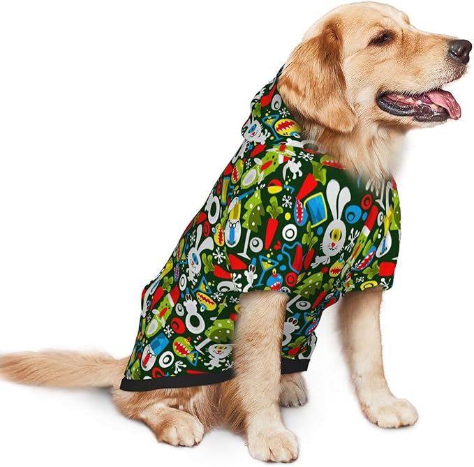 Christmas Green Monster Hoodie,Christmas Cosplay Dog Clothes with Pocket and Hat Winter Clothes Sweaters Xx-Large