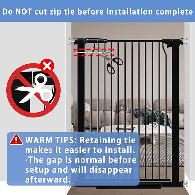 40.5" Extra Tall Baby Gate for Stairs, 40.5"-54.7" Extra Wide Large Dog Pet Gate Indoor, Pressure Mounted Safety First Child Gate Kids, Metal Auto Close Puppy Barrier for Walk Thru, Black