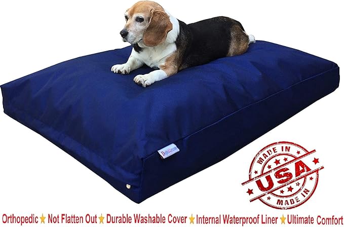 Dogbed4less Large Memory Foam Dog Bed Pillow with Orthopedic Comfort, Waterproof Liner and Heavy Duty 1680 Nylon Cover 41X27 Inches, Blue