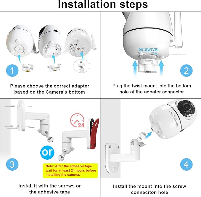 Adjustable Baby Monitor Wall Mount for Hellobaby HB65/HB6550/Pro/HB6560/HB6240/ HB65/ HB6351/ HB6339/ HB66/HB40/HB66 & ANMEATE SM935E, Perfect View & Easy Install