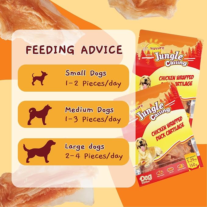 Jungle Calling 21 Count Dog Treats, Chicken Wrapped Bones, Rawhide Free Chews Made with Real Meat and Duck Cartilage, Jerky Dogs Treats Chewy Snacks