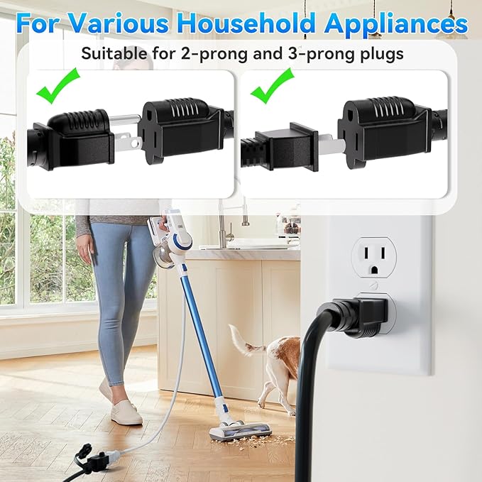 K KASONIC - 3 Feet Outdoor Extension Cords, ETL Listed, SJTW 16AWG/13A 3 Prong Power Cord Extension for Home or Office Use, 2 Pack