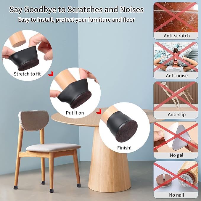 Ezprotekt 24 Pcs Extra Large Chair Leg Floor Protectors
