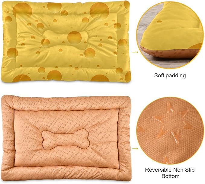 Pet Bed Cheese Pattern Dog Bed Mat Absorbing Non Slip Pad Pet Sleeping Mat for Small, Medium, and Large Dogs Puppy Cat 36 in x 24 in