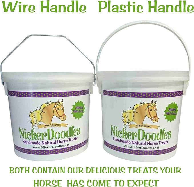 Horse Treats - 5 lb Pail - Effortlessly Give Medications with Our Soft Baked Treats - Training Treats are The Perfect Motivator - No Additives or Preservatives Handles May Vary