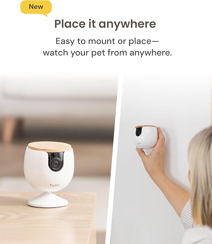 Furbo Mini Pet Camera [Subscription Required] Unlock Camera w/Paid Plan: Home Security with Dog & Cat Safety Alerts, 2-Way Audio, Mountable Smart Cam (Low Risk, 3mo Min. Cancel Anytime)