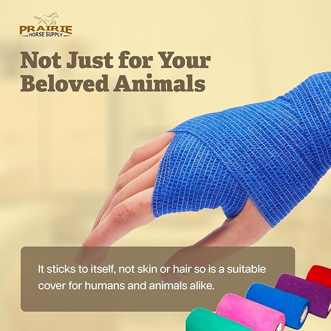 3 Inch Vet Wrap Tape Bulk (Brown) (Pack of 24) Self Adhesive Adherent Adhering Flex Bandage Grip Roll for Dog Cat Pet Horse