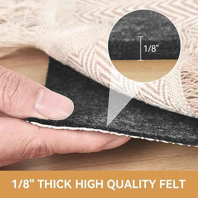 Deep Dream Dual Surface 2'x8' Rug Pad, Waterproof 1/8" Thick Felt + Natural