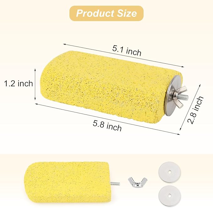 Wontee Bird Chewing Toys Grinding Beak Bird Perch Stand for Budgies Parakeets Cockatiels Lovebirds Conures Rats Squirrels, 2 Packs (Yellow+Blue)