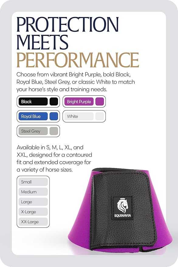 Equinavia Toki Bell Boots for Horses | Neoprene Overreach Boots - Bright Purple - M