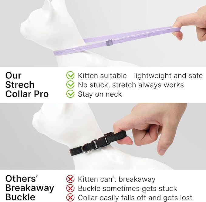 Safety Cat Collar Pro and Tag Set - U.S. IDA Gold Award, Elastic Release Cat Collar Charm Tag, Non Breakaway Cat Collar Adjustable with Charm for Kitten Small Large Cats (Blush Pink, S)