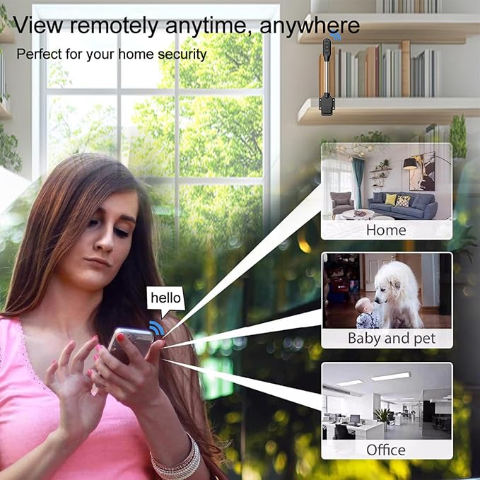Zopsc 1080P Recording, Infared Night, 4K Viewing, WiFi Security Camera with Two Way Audio, Motion Alerts, TF Card Storage, Smart Home Pet Monitoring, Day and Night