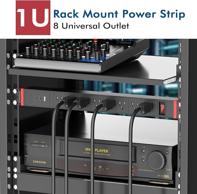 360° Rotating Mountable Power Strip with USB Ports, 8 Outlet Surge Protector Power Strips Wall Mount, Metal Heavy Duty Versatile Outlet with 6FT Power Cord,For Home Office Industrial Garage Commercial