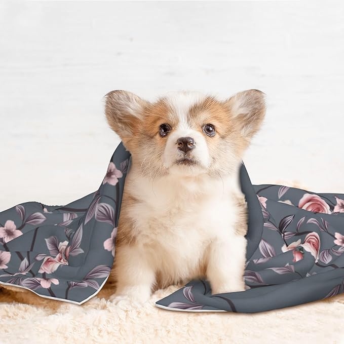 Pink Blanket for Dog - Floral Throw Blanket 30x20 Rose Flowers Pet Blanket for Couch Sofa Bed