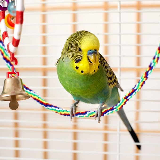 Weewooday 2 Pcs Bird Rope Perches Climbing Rope Bird Cage Accessories for Parrots, Parakeets, Cockatiels, Conures