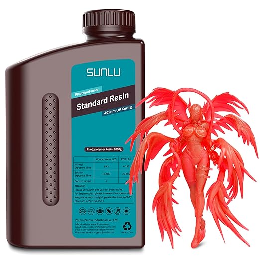 SUNLU 3D Printer Resin 1kg, Fast Curing Standard 3D Resin