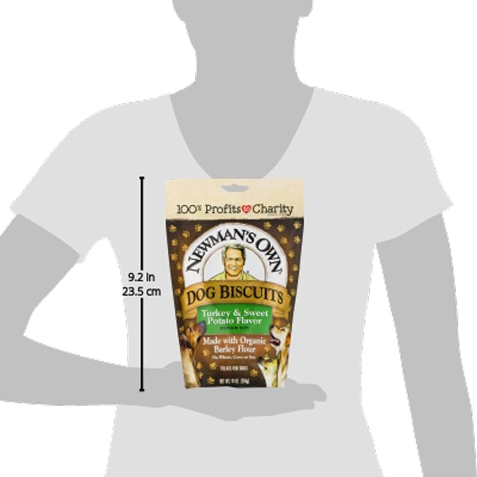 Newman's Own Turkey & Sweet Potato Dog Biscuits, 10 oz Bag (Pack of 6) — Oven Baked Crunchy Training Treats, Organic Ingredients, No Wheat Corn or Soy, Premium Quality Wholesome Dog Cookies