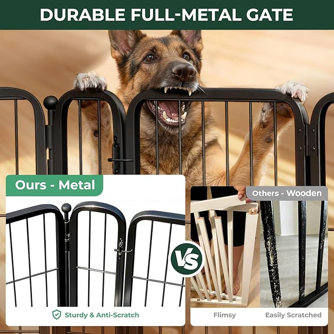 FXW Dog Gate Extra Wide Designed for Indoor Use, Adjustable Width Up to 55-inch Wide (45" H 2 Wire Panels for Large Dogs), Black