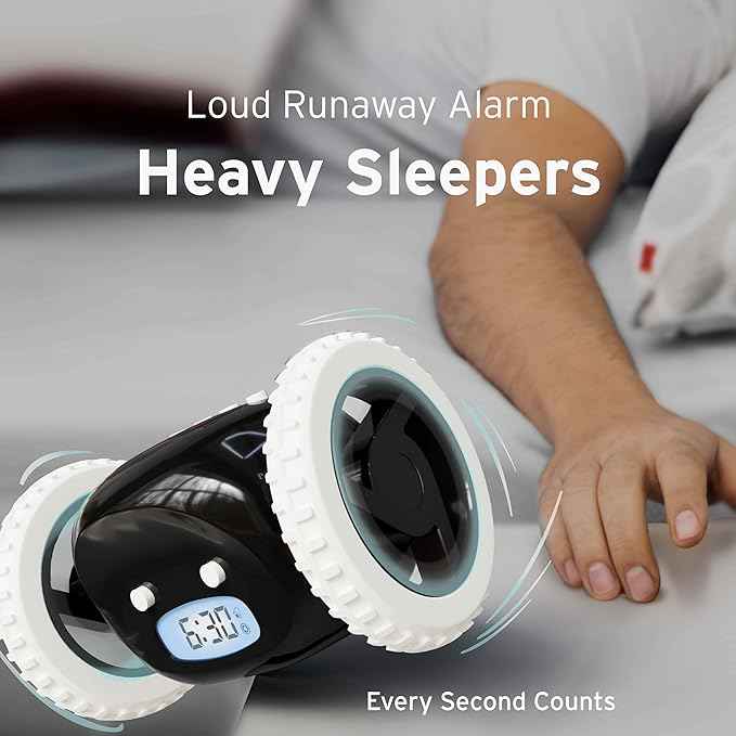 CLOCKY Extra Loud Alarm Clock for Heavy Sleepers on Wheels Rolls Runs Away