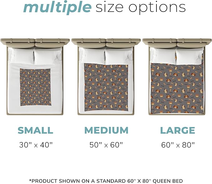 Grey Woof Sherpa Pet Lightweight Blanket - 50" x 60" - Cute for Dogs - Gifts and Puppy Essentials - Printed in America
