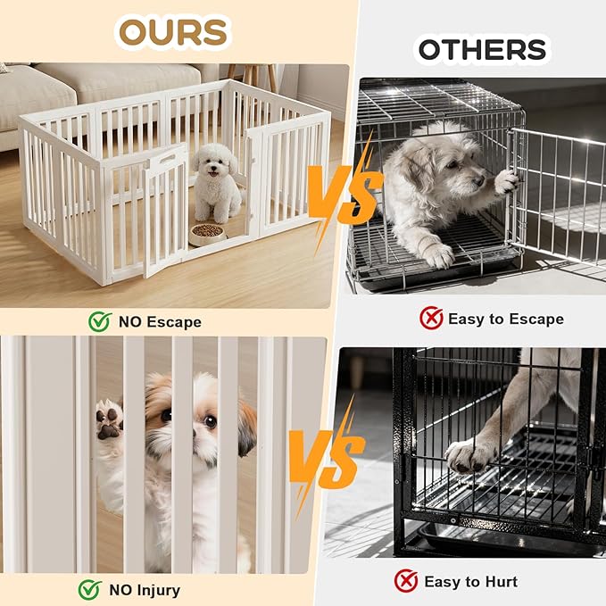 Dog Playpen, Clear Dog Pen, Acrylic Dog Pen, Easy to Install and Remove Dog Play Pen, Puppy Playpen Suitable for Dogs, Cats,Dog Playpen Indoor (White, 23.6 inch Height, 10 Panels)