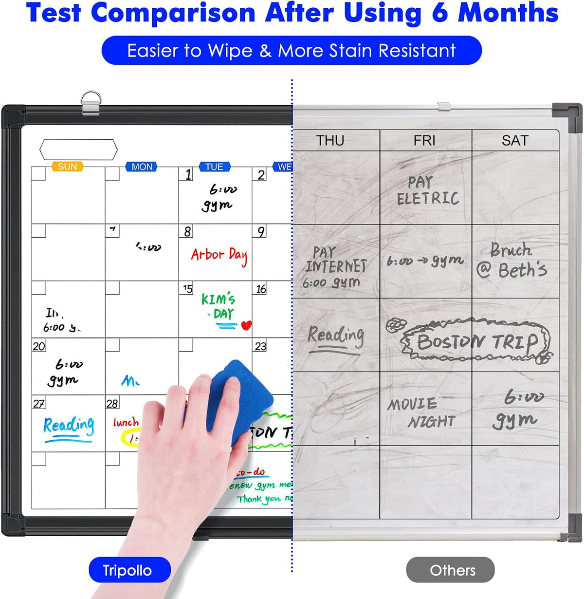 Magnetic Dry Erase Calendar Whiteboard 36" x 24" Aluminum Frame（Black）