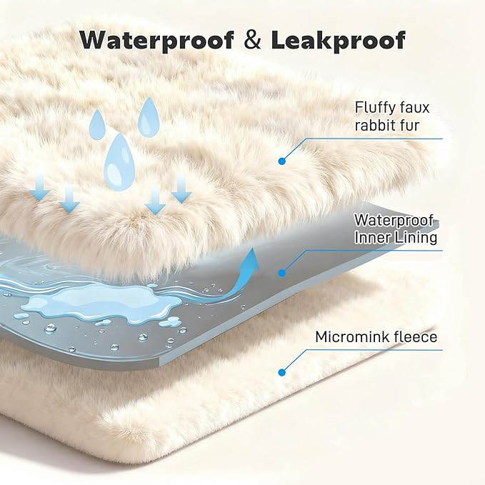 Waterproof Dog Blanket for Sofa Bed Couch, Couch Cover Blanket Fluffy Faux Rabbit Fur Reversible Furniture Protection, Pet Blanket for Medium Large Dogs Cats