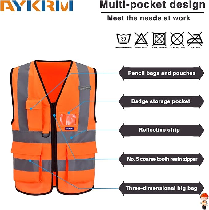 A-SAFETY High Visibility Reflective Safety Vest Customize Logo (XS-8XL)
