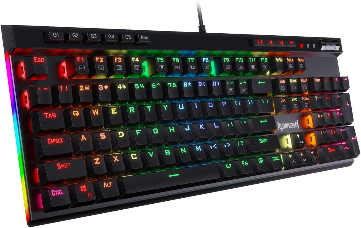 Redragon K580 Wired RGB Mechanical Gaming Keyboard, Macro Key & Media Wheel