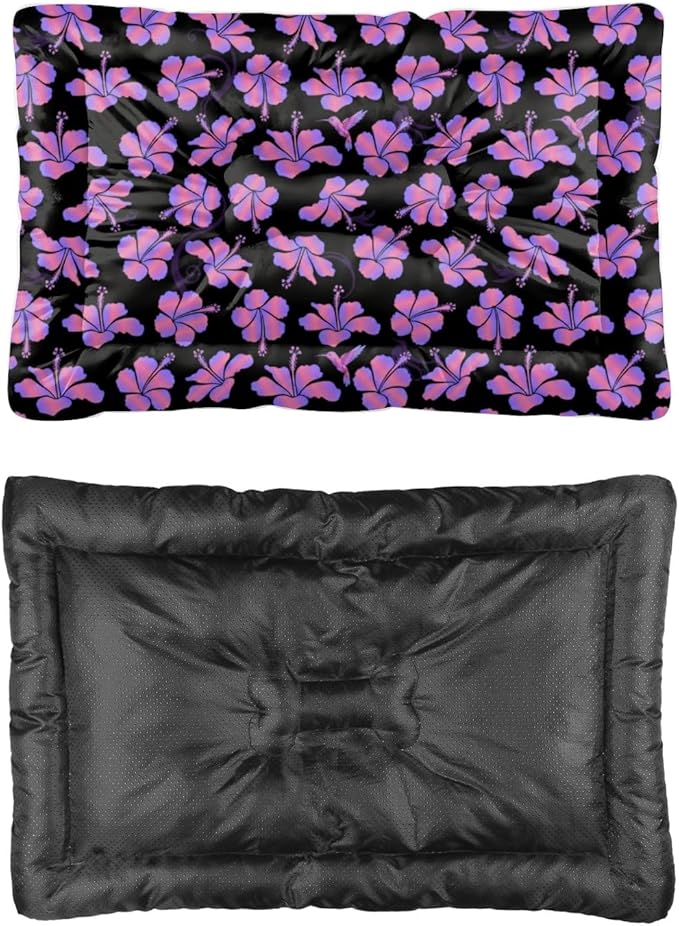 Pink Hibiscus Dog Sleeping Pad Non Slip Bottom Cat Cushion Pad Cozy Soft Corner Dog Bed Furniture Covers for Pets Printed Bed Mat for Dogs Gift Cozy Cats 36× 24 Inch Indoor Outdoor