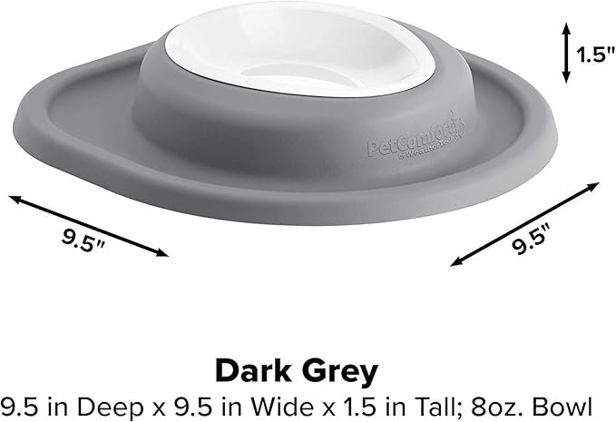 WeatherTech Single Low Pet Feeding System w/Plastic Dog/Cat Bowls - 8 oz (1 Cup) Dark Grey (PSL0801DG)