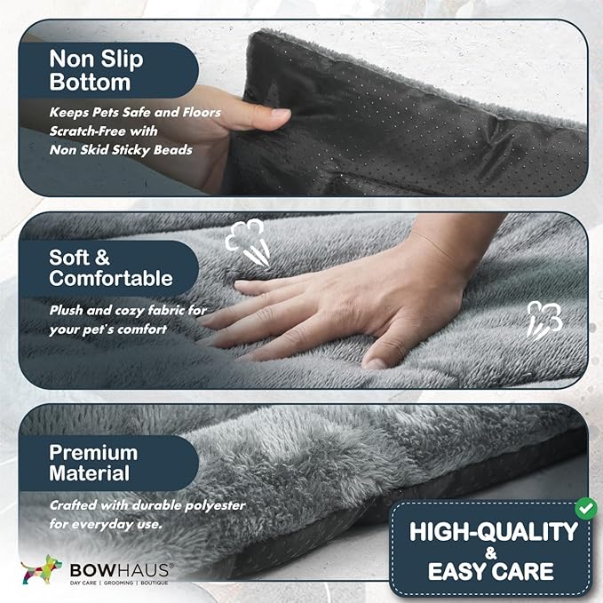 45.3" x 26.8” Machine-Washable Fluffy Dog Bed for 48" Kennel, Soft Crate Mat with Non-Slip Bottom, Cozy Pet Pad for Sleeping, Large Dog Kennel Flat Bed