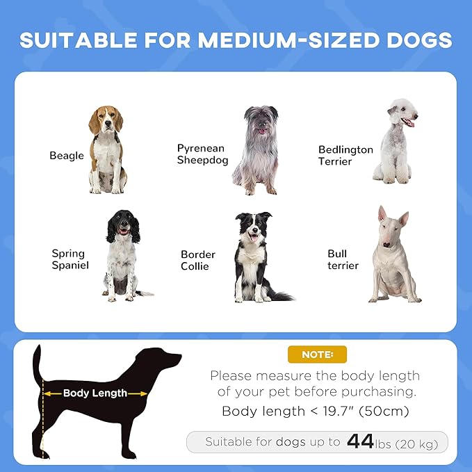 PawHut Elevated Dog Bed with Canopy, Portable Raised Dog Cot for M Sized Dogs, Indoor & Outdoor, 30" x 24" x 29", Dark Blue