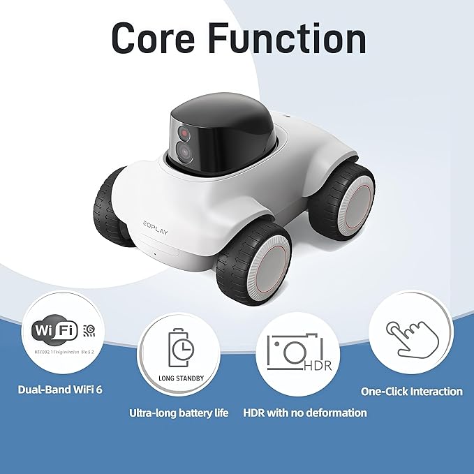 Family Smart Companion Robot,2K HD Pet Camera Robot,Indoor Security Camera Robot,1-Click Interaction,2-Way Voice,Color Night Vision,Motion Detection,Video Recording,Battery-Operated with Phone App
