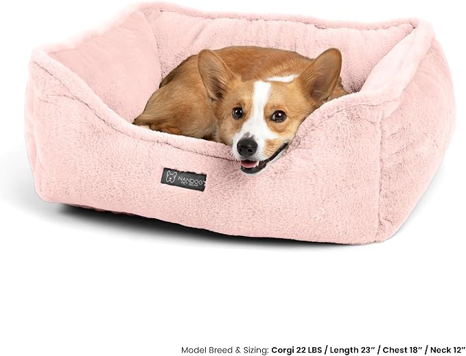 NANDOG Cloud Prive Collection Washable Cat and Dog Bed for Small to Medium Breeds – Made of Ultra Soft Micro Plush Fabric – Reversible Design with Double-Stitched Seams (Blush Pink, Medium 25”)