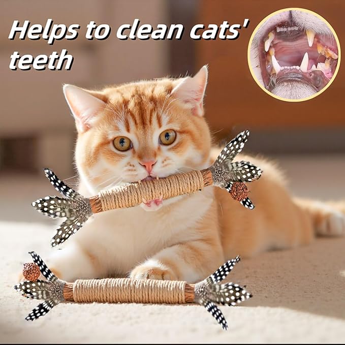 Cat Toys, 7 Pack Silvervine Cat Feather Toy Kitten Chew Stick Catnip Treat for Cleaning Teeth Indoor Kitty Teaser Wand Molar Snack for Interactive Pet Rabbit Bunny Hamster
