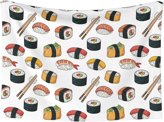 Double Sided Pet Bed Blanket for Added Cushion Warmth, Sushi, Reversible Cover with Textured Dot Surface for Existing Beds Standalone Mat