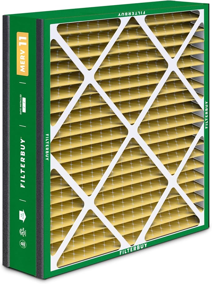 Filterbuy 20x25x5 Air Filter MERV 11 Superior Pet & Allergy Defense, Pleated