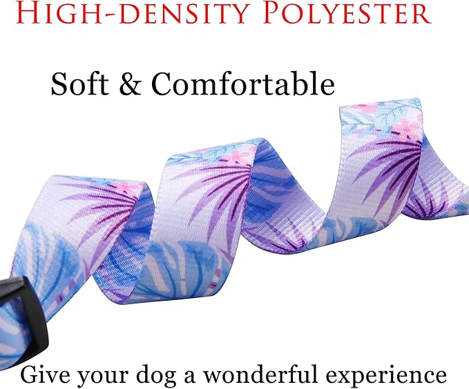 Dog Collar with Bohemia Floral Tribal Geometric Patterns - Soft Ethnic Style Collar Adjustable for Small Medium Large Dogs (Purple Flower, M)