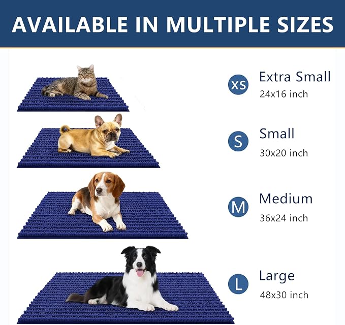 Smiry Dog Door Mat for Muddy Paws 59x35, Absorbent Dirt Trapper, Non-Slip