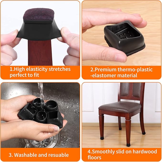 Ezprotekt 24 Pcs Square Chair Leg Floor Protectors