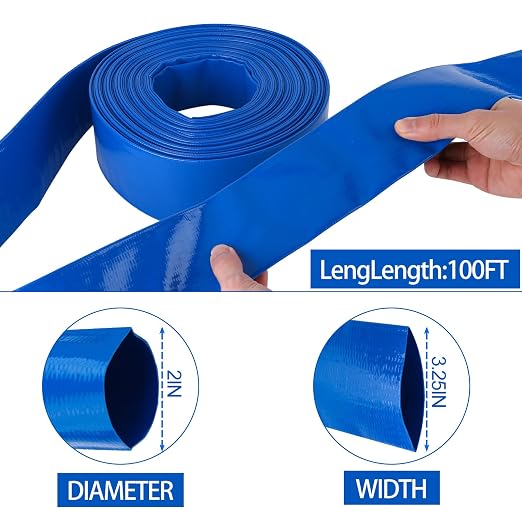 OCGIG 2" x 50 FT Pool Backwash Hose, Heavy-Duty Lay Flat Discharge PVC Hose