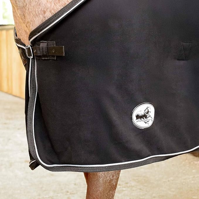 Jeffers Horse Fleece Cooler Blanket - Lightweight, Moisture-Wicking Western Blanket for Winter Warmth & Stable Use, Adjustable Fit, Durable & Easy-Care - Size 84", Black