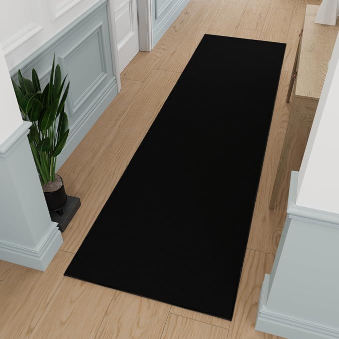 Ottomanson Hallway Runner Rug 2'7" x 12' Non Slip Solid Area Rugs Easy to Clean