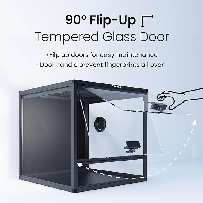 MagicCube 18'' x 18'' x 18'' Reptile Terrarium with Lock, 24 Gallon Reptile Tank with Flip-Up Tempered Glass Door, Top Screen Ventilation for Leopard Gecko, Lizards