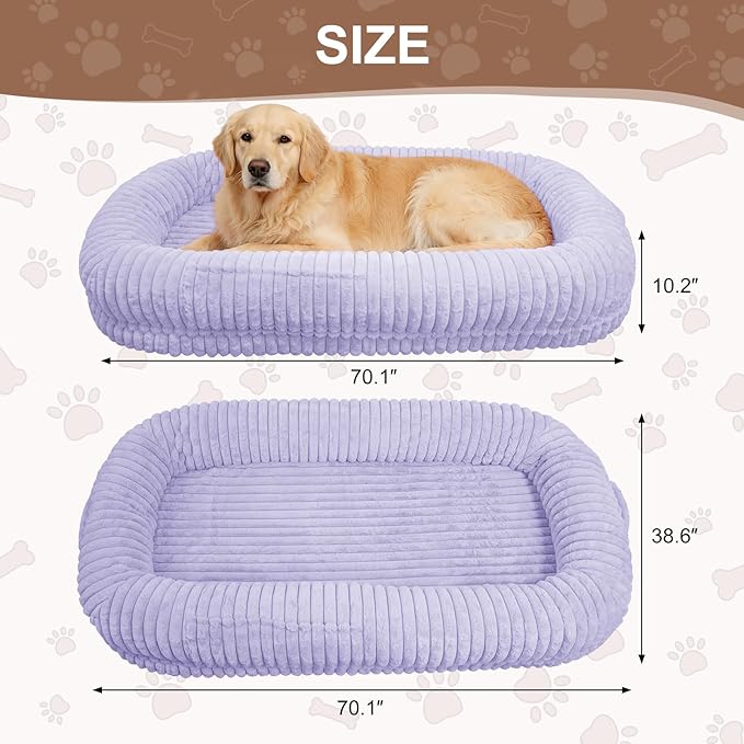 Human Dog Bed for Adult,70"x38"x10" Extra Large Human Pet Bed,Orthopedic Washable XL Dog Bed with Memory Foam (Purple)